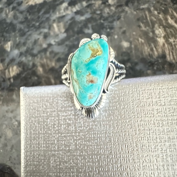 Artisan Crafted Royston Turquoise Solitaire Ring Sterling Silver 8.65ctw  SIZE 6 - Picture 3 of 12